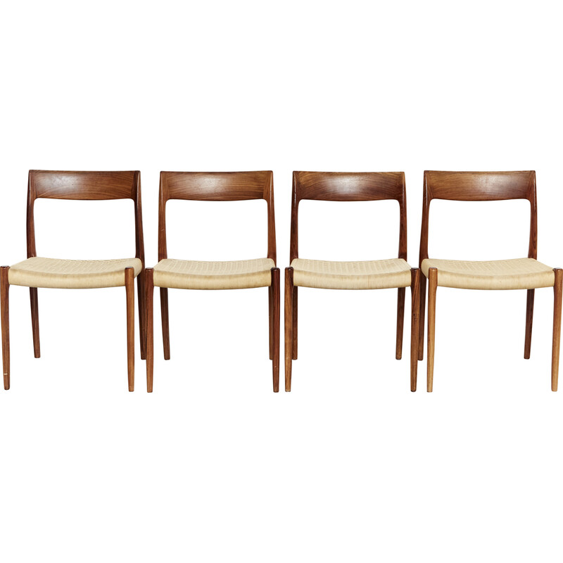 Ensemble de 4 chaises vintage en palissandre par Niels Otto Møller pour J.L. Møllers, Danemark 1960