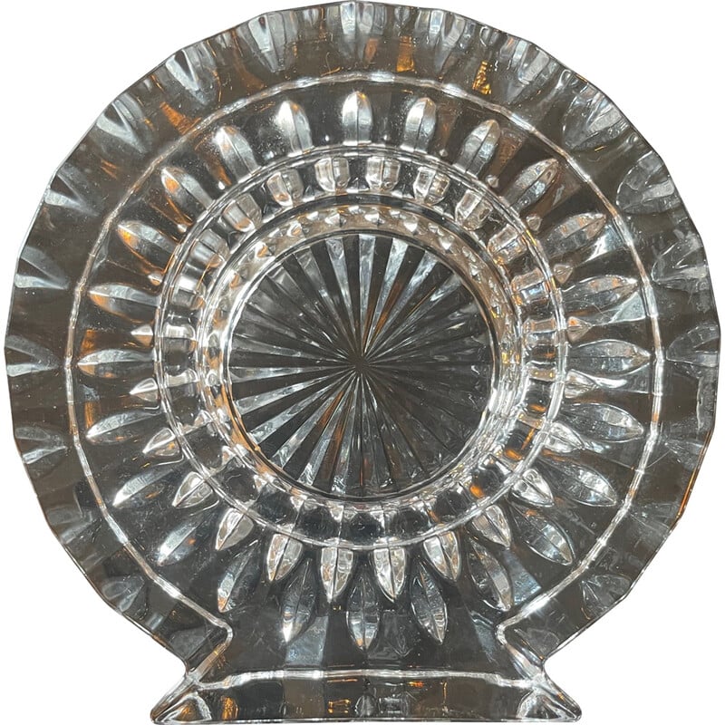 Vintage chiseled crystal ashtray, 1970s