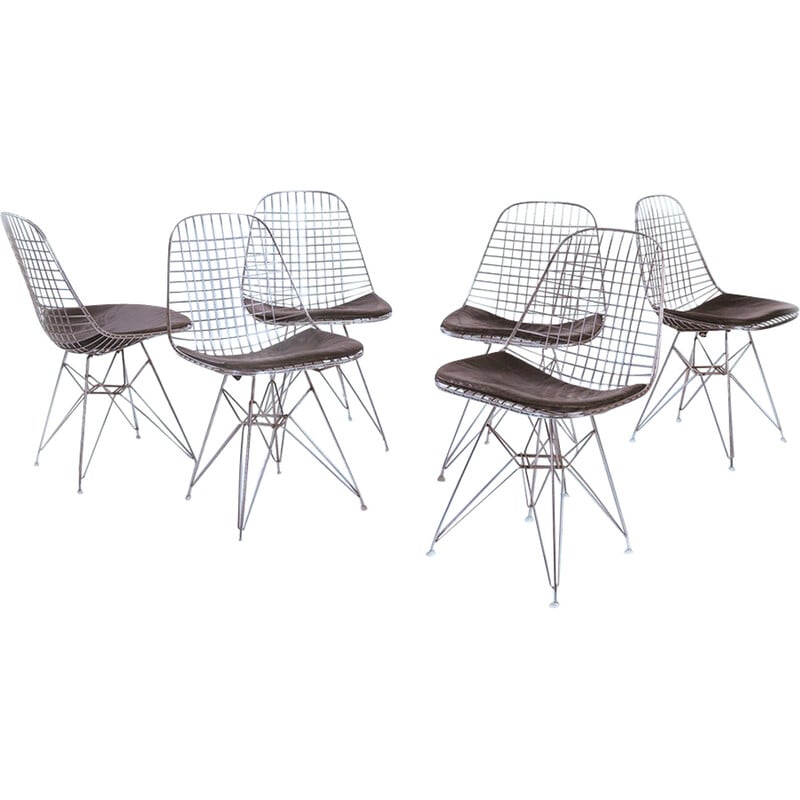 Set of 6 vintage Dkr-2 chairs by Charles and Ray Eames for Vitra