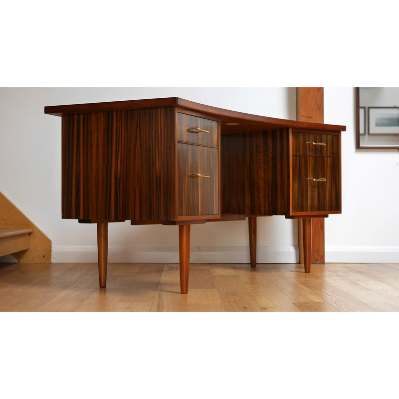 Walnut concave desk - 1950s