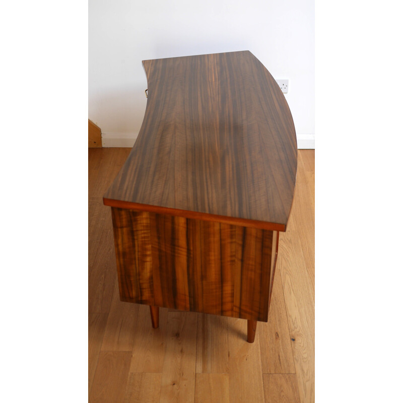 Walnut concave desk - 1950s