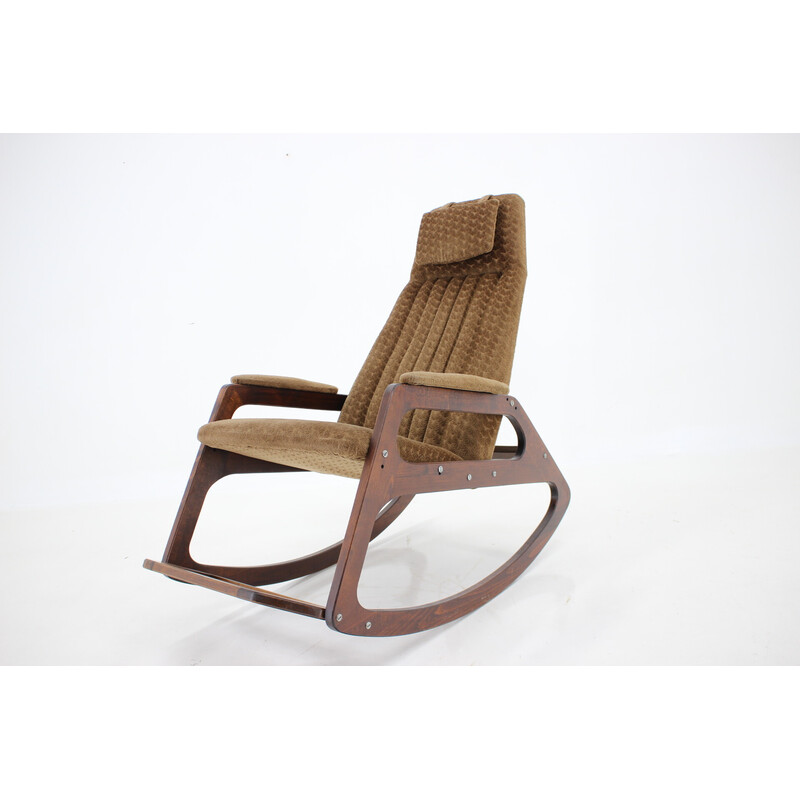 Cadeira de baloiço de faia Vintage por Uluv, Checoslováquia nos anos 60