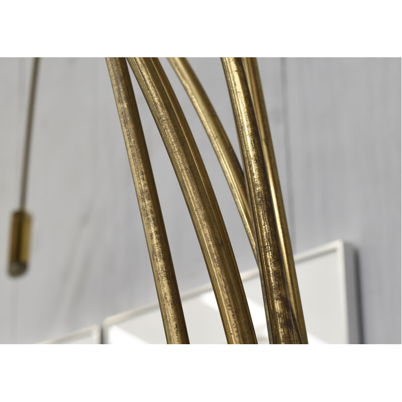 Vintage floor lamp in brass and black lacquered metal, Italy 1970s