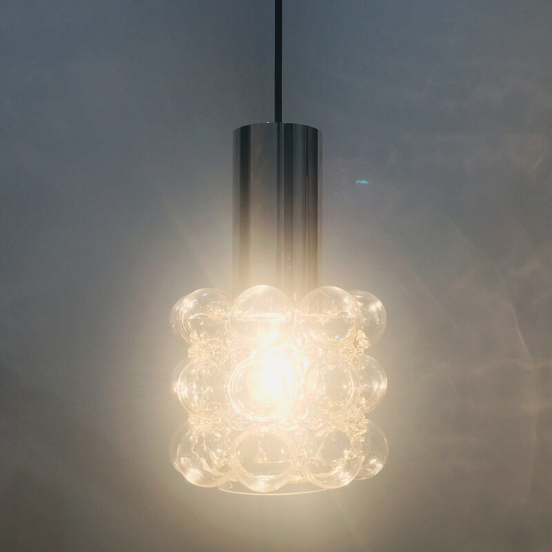 Vintage glass pendant lamp by Helena Tynell for Limburg, Germany 1960s