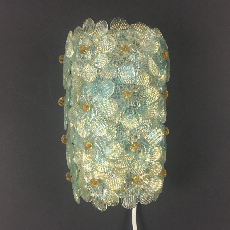 Vintage wall lamp in Murano glass and metal for Barovier & Toso, Italy 1950s