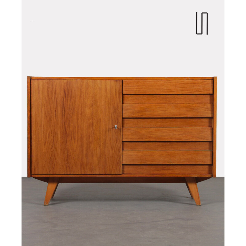 Vintage U-458 oak chest of drawers by Jiri Jiroutek for Interier Praha, 1960s