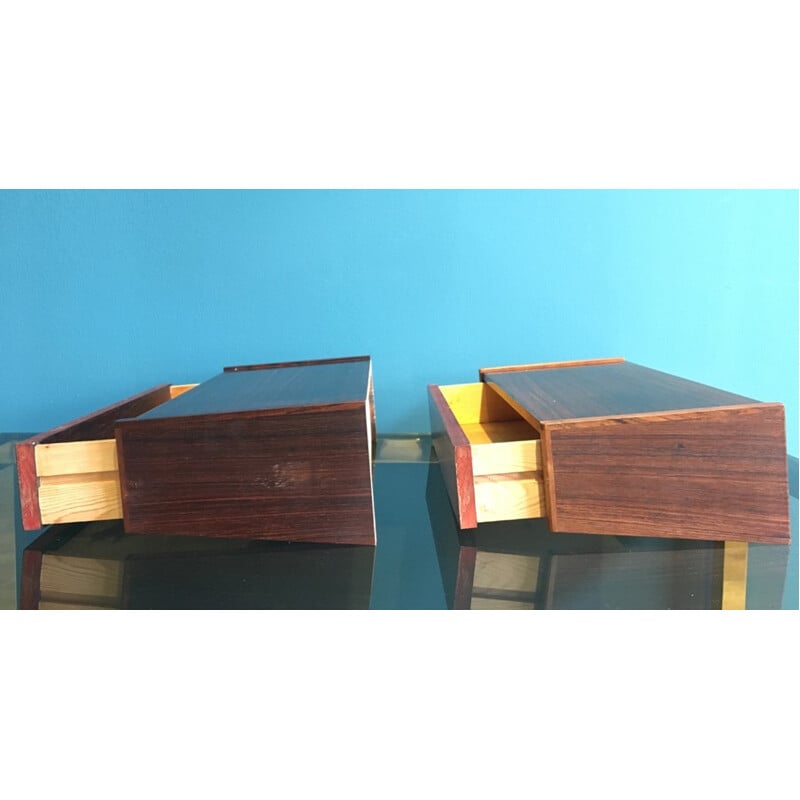 Pair of Midcentury Rosewood Floating Night Stands - 1960s