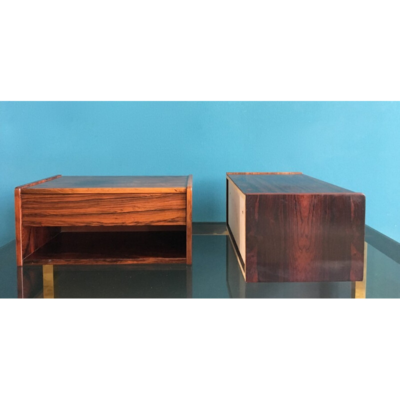 Pair of Scandinavian Rosewood Floating Night Stands - 1960s