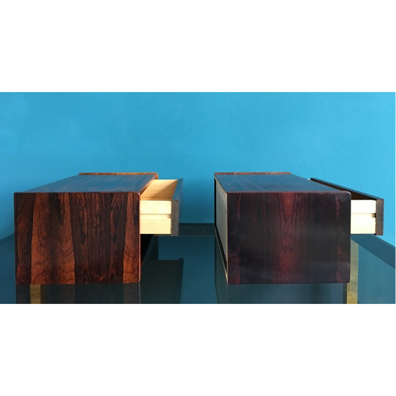 Pair of Scandinavian Rosewood Floating Night Stands - 1960s