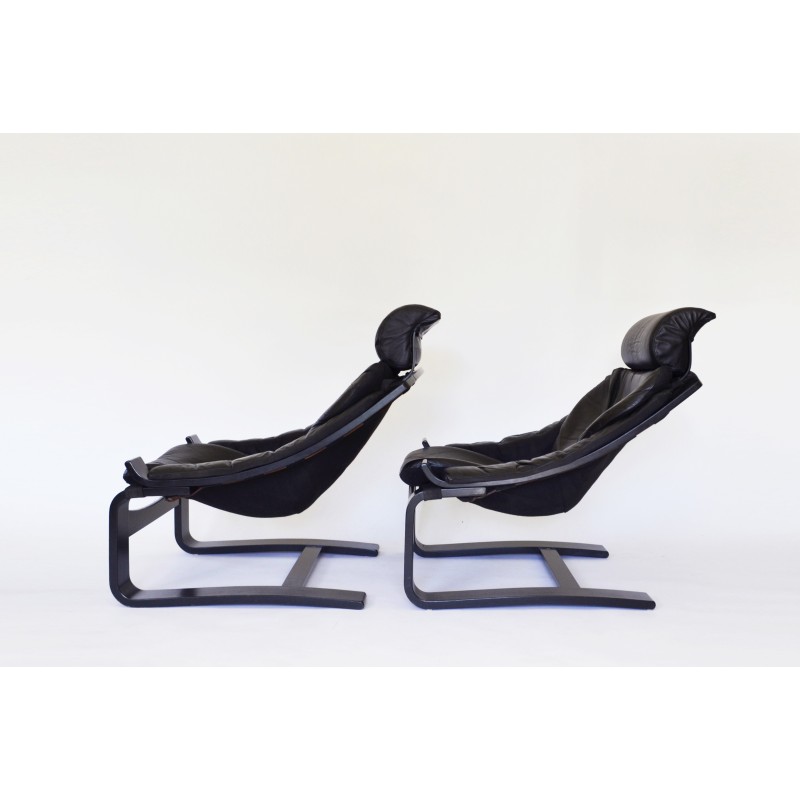 Pair of vintage Kroken armchairs by Åke Fribytes for Nelo Möbel, 1970s