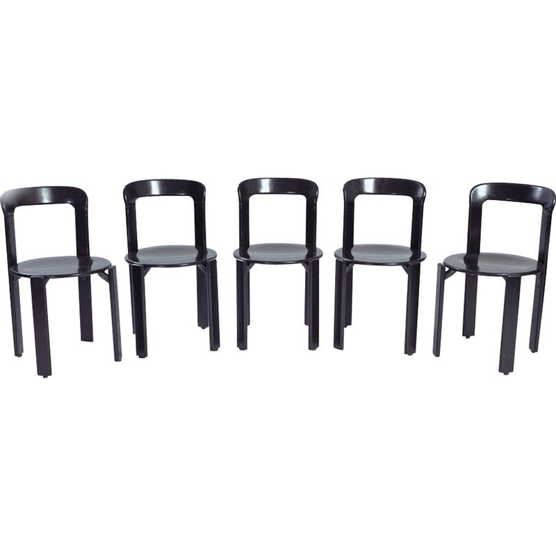 Conjunto de 5 cadeiras de jantar vintage empilháveis por Bruno Rey para Kusch and Co, Suíça 1970