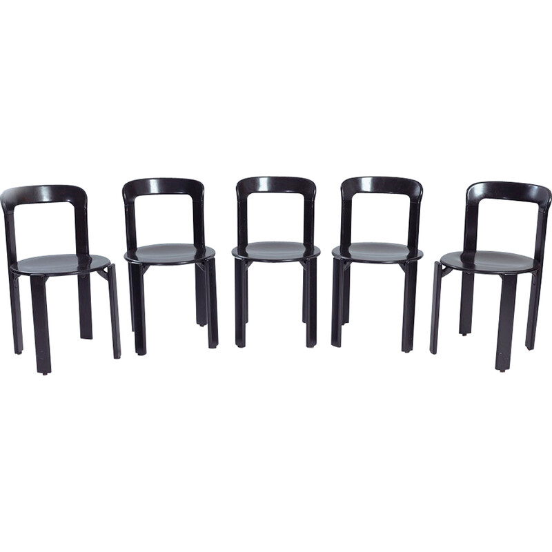 Set of 5 vintage stackable dining chairs by Bruno Rey for Kusch and Co, Switzerland 1970s