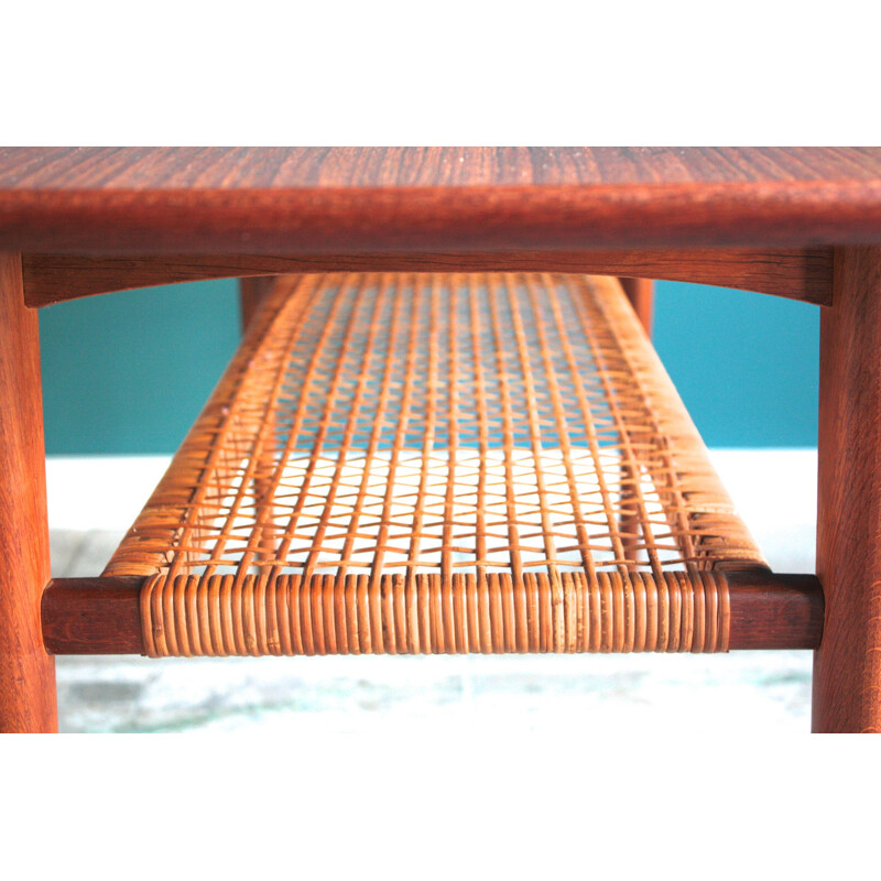 Teak coffee table with magazine rack - 1950s