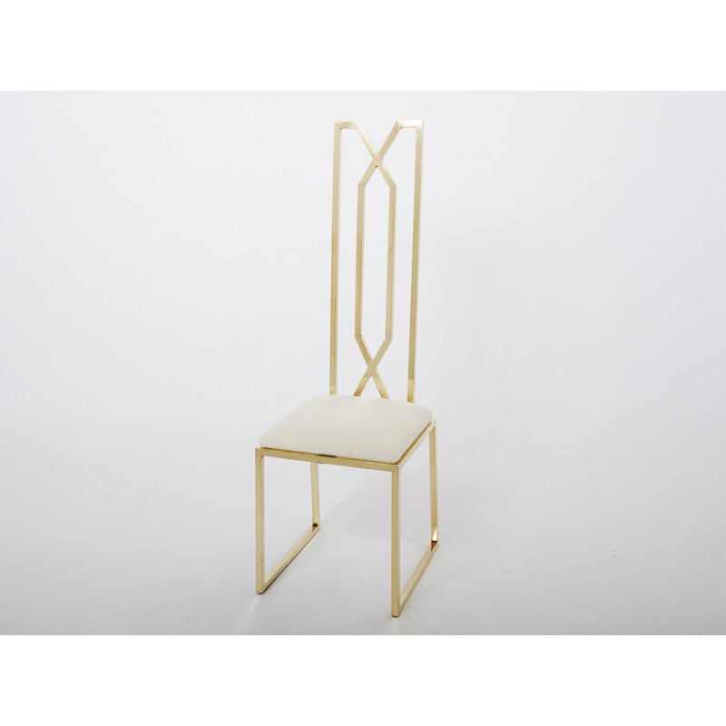 Par de latão vintage e cadeiras de lã por Alain Delon para Jean Charles, 1970