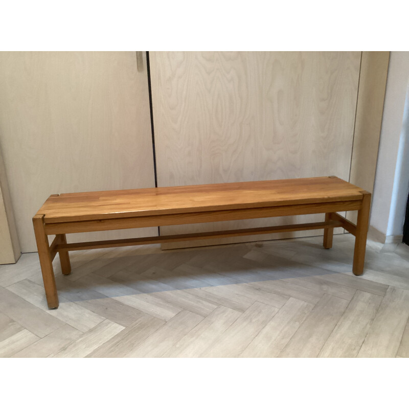 Vintage "hongisto" bench in pine by Ilmari Tapiovaara for Arbre Laukaan, Finland 1960s