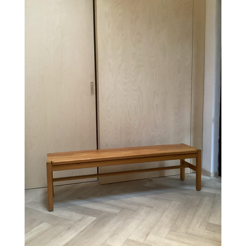 Vintage "hongisto" bench in pine by Ilmari Tapiovaara for Arbre Laukaan, Finland 1960s