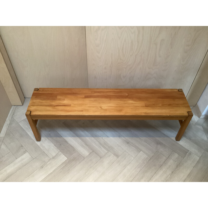 Vintage "hongisto" bench in pine by Ilmari Tapiovaara for Arbre Laukaan, Finland 1960s