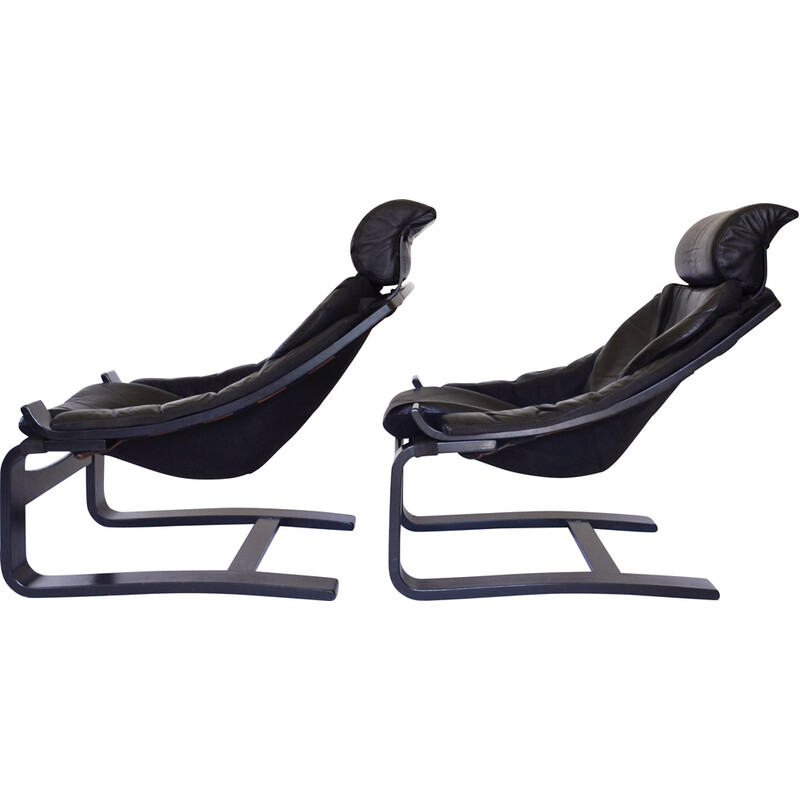 Pair of vintage Kroken armchairs by Åke Fribytes for Nelo Möbel, 1970s