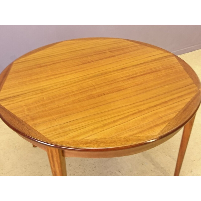 Table scandinave en palissandre blond avec 2 allonges - 1950