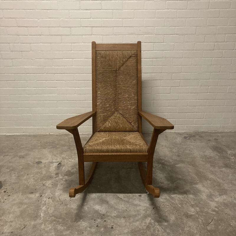 Vintage Worpswede rocking chair by Willi Ohler