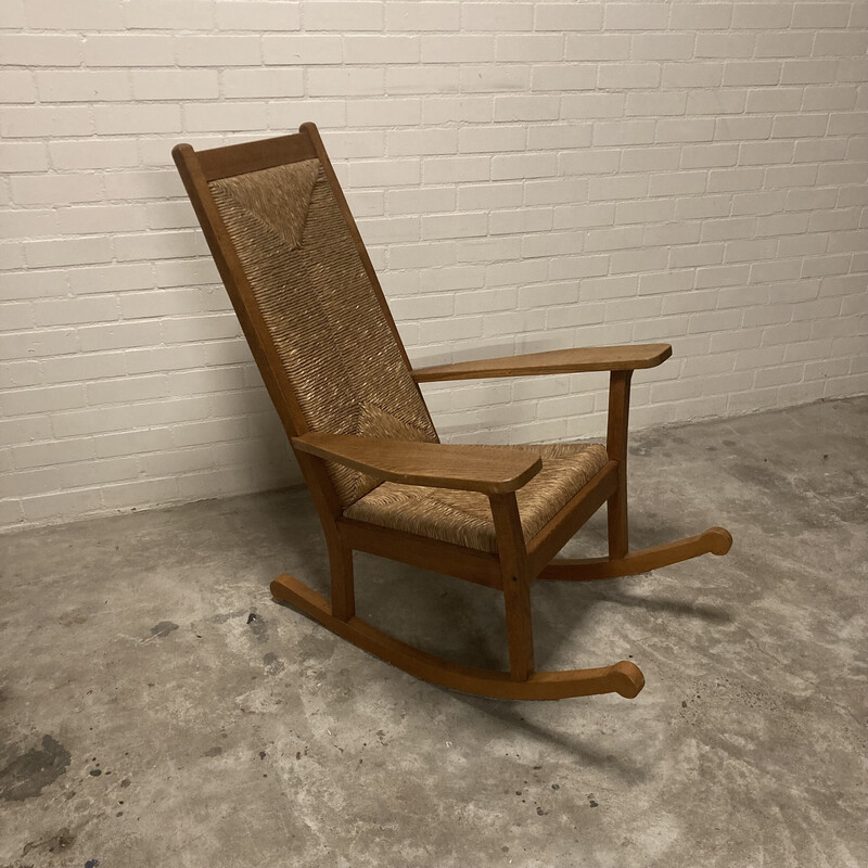 Vintage Worpswede rocking chair by Willi Ohler