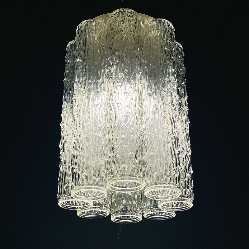 Lampadario vintage in vetro di Murano di Toni Zuccheri per Venini