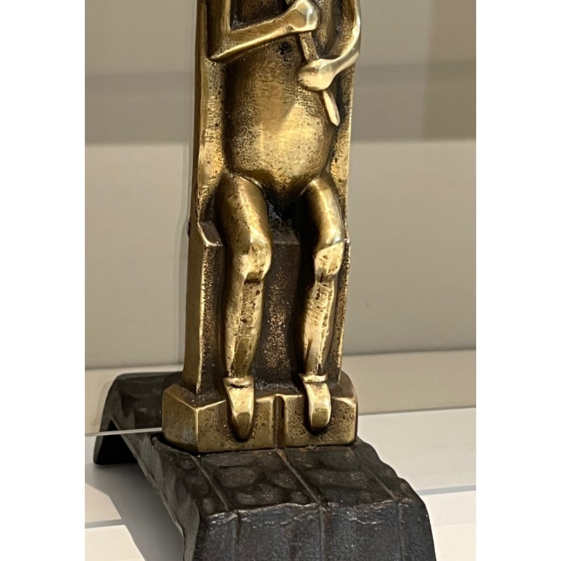 Vintage vidro fumado e tela de bronze por Anton Prinner, França 1930