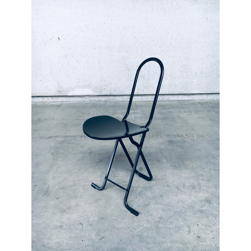 Chaise pliante vintage Dafne en métal et contreplaqué de Gastone Rinaldi pour Thema, Italie 1980