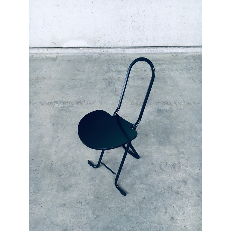 Cadeira dobrável Vintage Dafne em metal e contraplacado de Gastone Rinaldi para Thema, Itália 1980