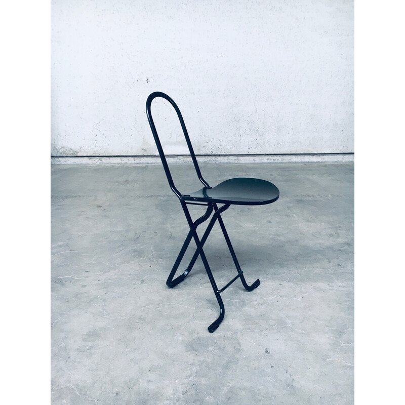 Vintage Dafne folding chair in metal and plywood by Gastone Rinaldi for Thema, Italy 1980s