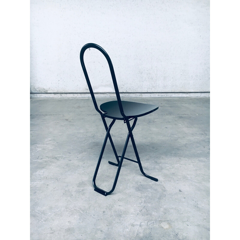 Vintage Dafne folding chair in metal and plywood by Gastone Rinaldi for Thema, Italy 1980s