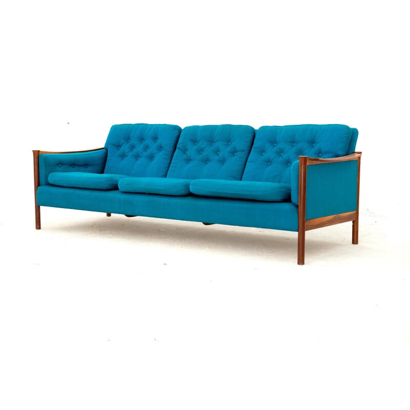 Vintage teak and wool sofa by Torbjørn Afdal for Bruksbo, Norway 1970s