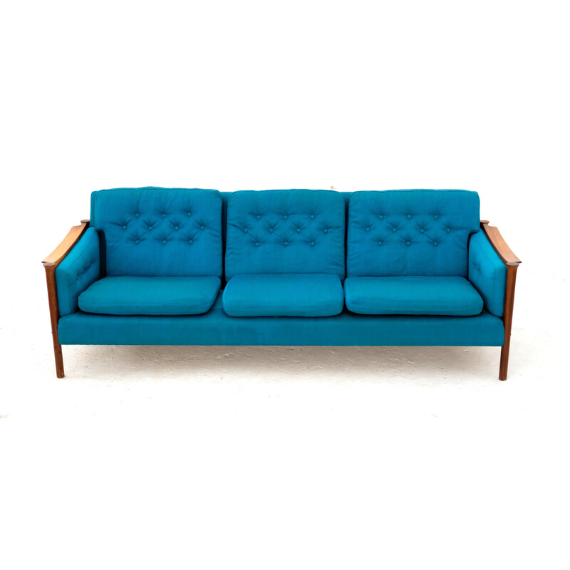 Vintage teak and wool sofa by Torbjørn Afdal for Bruksbo, Norway 1970s