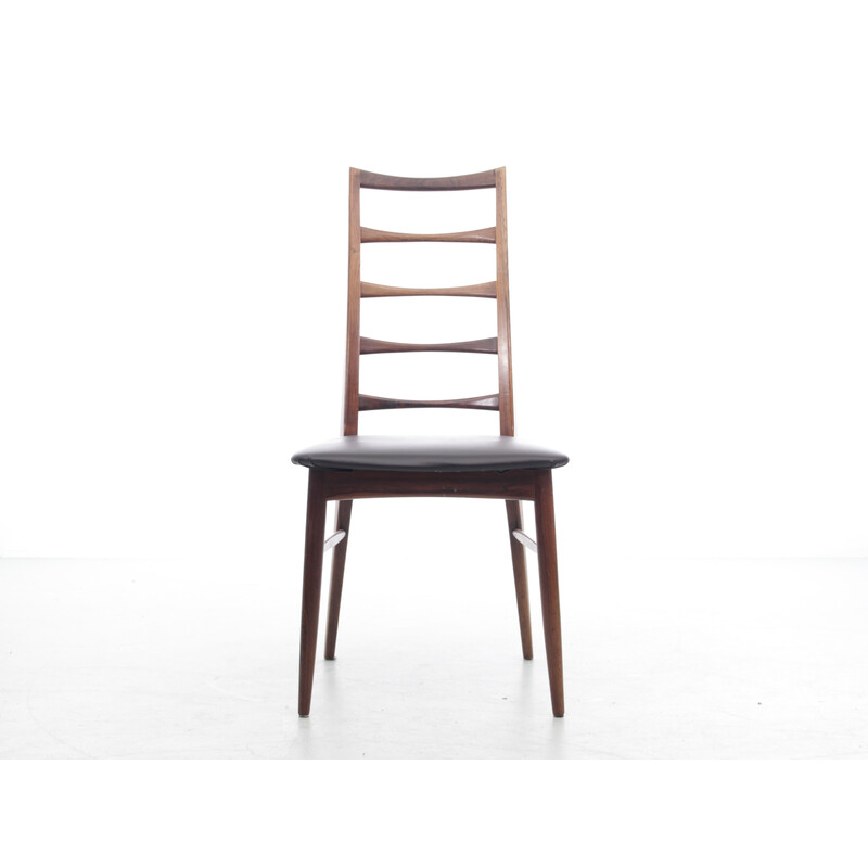 Ensemble de 4 chaises vintage scandinave Lis en cuir par Niels Koefoed