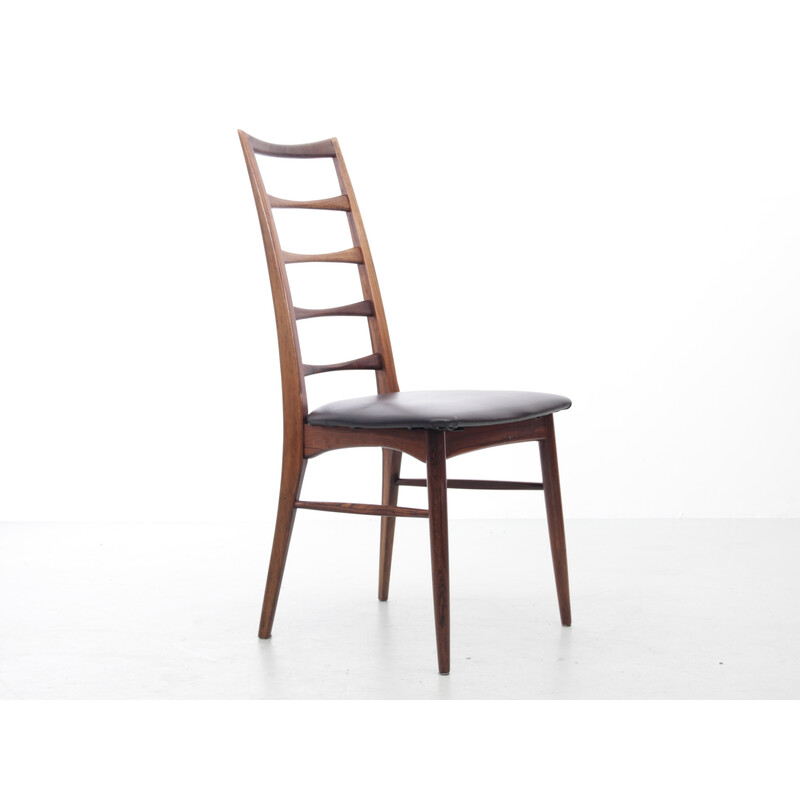 Conjunto de 4 cadeiras de couro escandinavas vintage de Niels Koefoed
