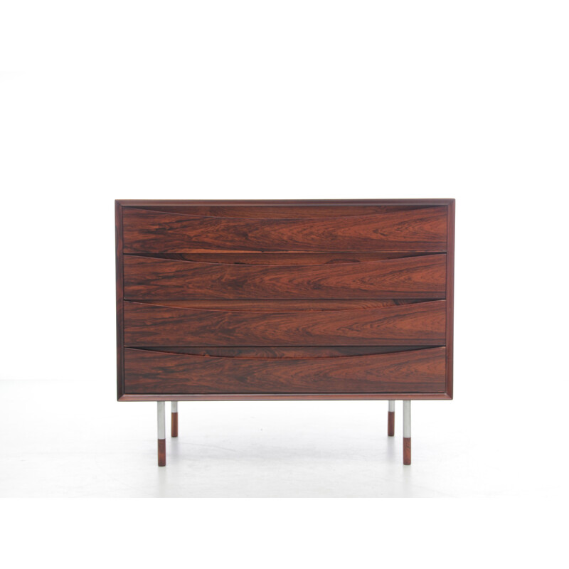 Vintage Scandinavian chest of drawers in Rio rosewood and steel by Arne Vodder