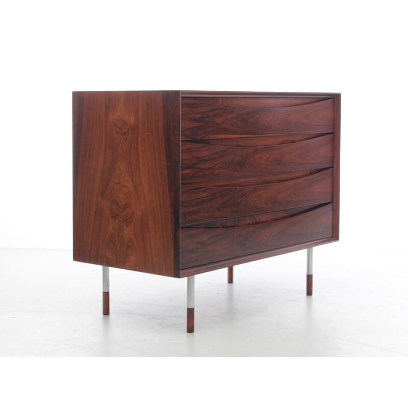 Vintage Scandinavian chest of drawers in Rio rosewood and steel by Arne Vodder