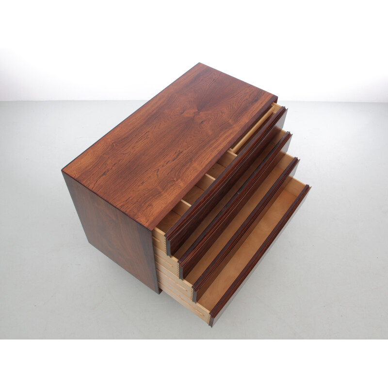 Vintage Scandinavian chest of drawers in Rio rosewood and steel by Arne Vodder