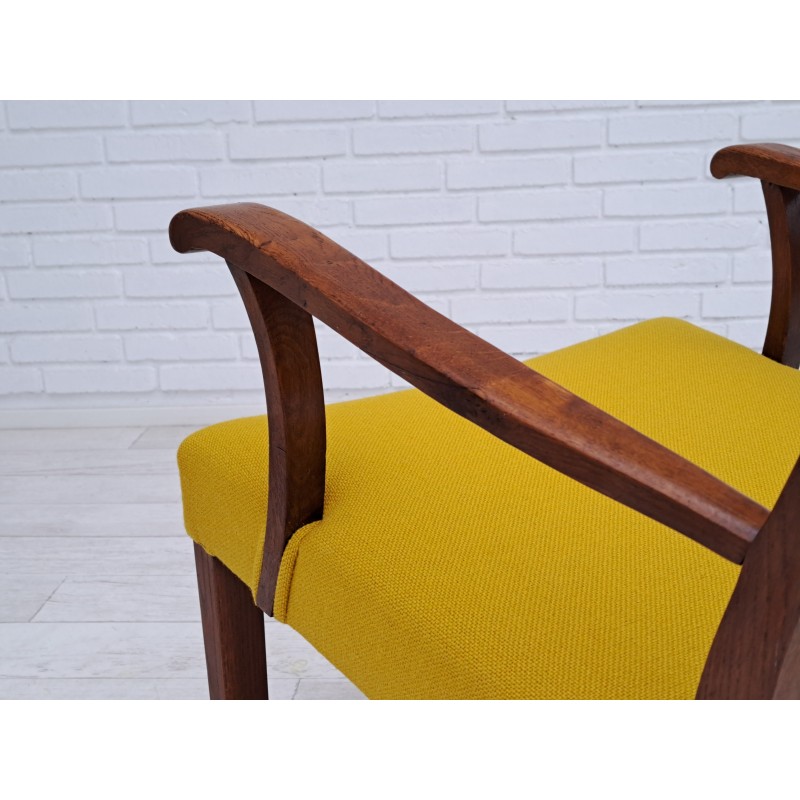 Cadeira de balanço dinamarquesa em lã de mobiliário kvadrat e madeira de carvalho, década de 1950