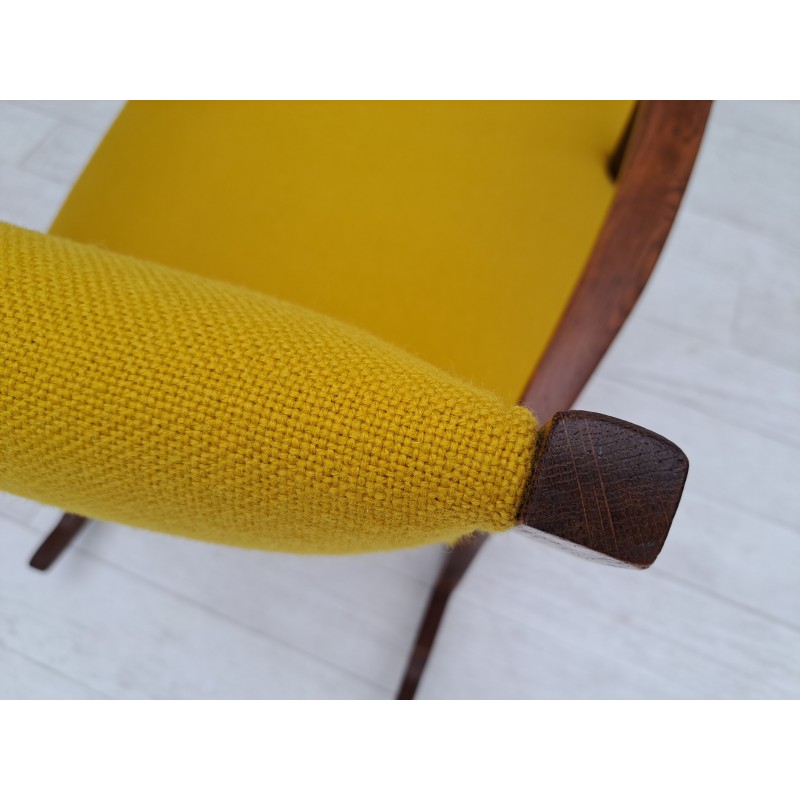 Danish vintage rocking chair in kvadrat furniture wool and oak wood, 1950s