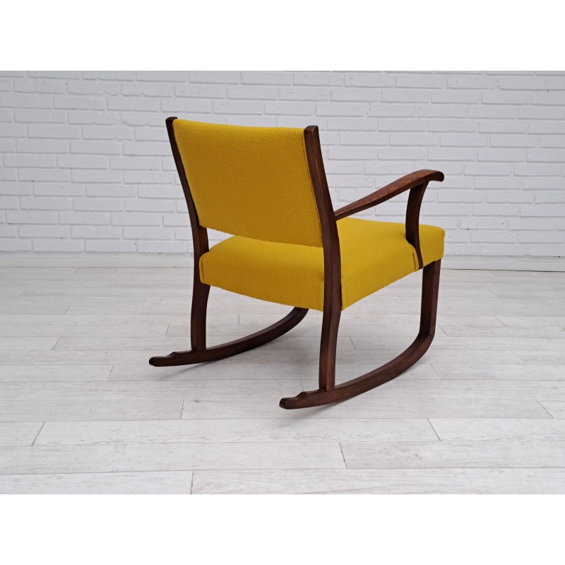 Danish vintage rocking chair in kvadrat furniture wool and oak wood, 1950s