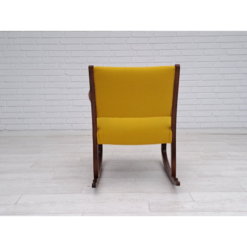 Danish vintage rocking chair in kvadrat furniture wool and oak wood, 1950s