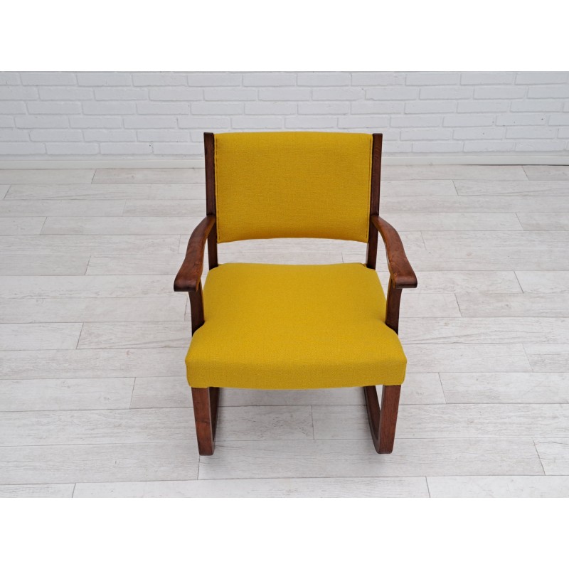 Chaise à bascule vintage danoise en laine de meubles kvadrat et bois de chêne, 1950