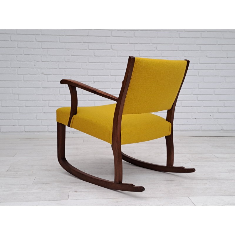 Chaise à bascule vintage danoise en laine de meubles kvadrat et bois de chêne, 1950