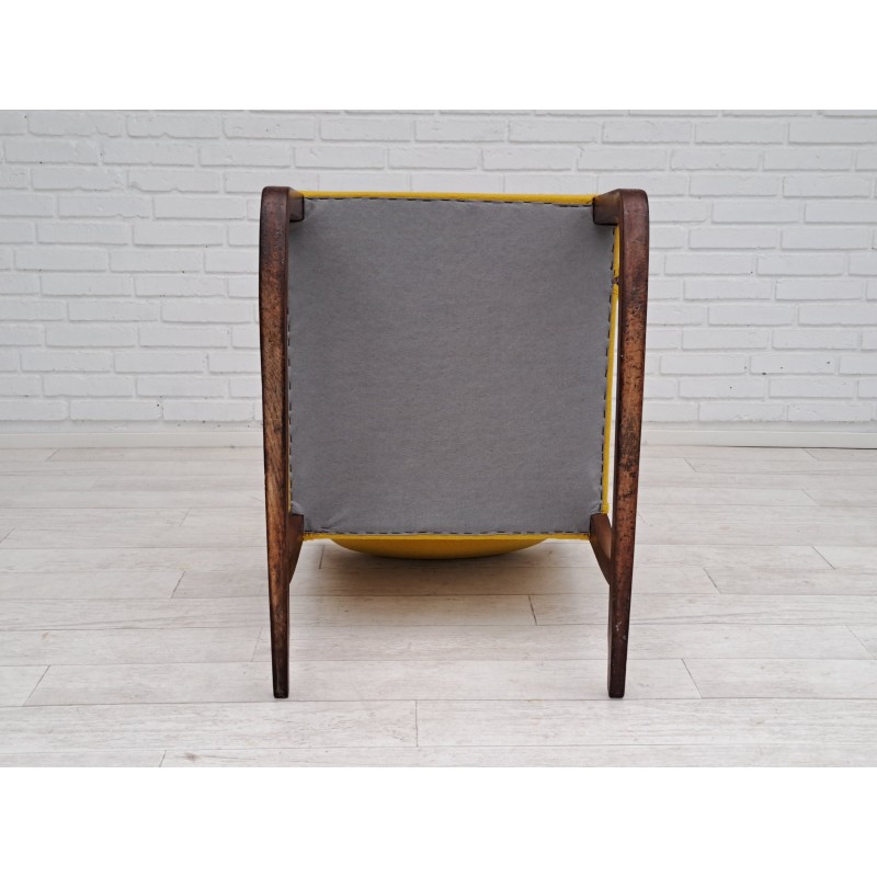 Danish vintage rocking chair in kvadrat furniture wool and oak wood, 1950s