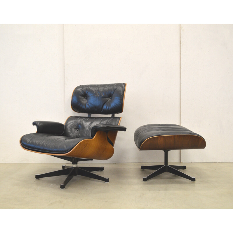 Rosewood Herman Miller Eames Lounge Chair & Ottoman, Eames - 1970s