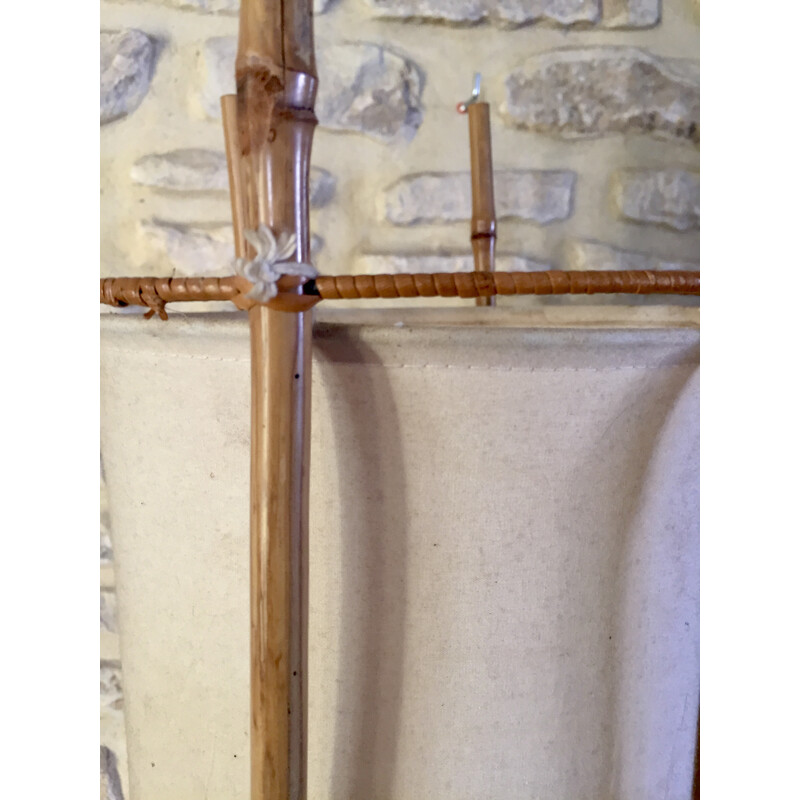 Candeeiro Vintage em bambu e algodão de Louis Sognot