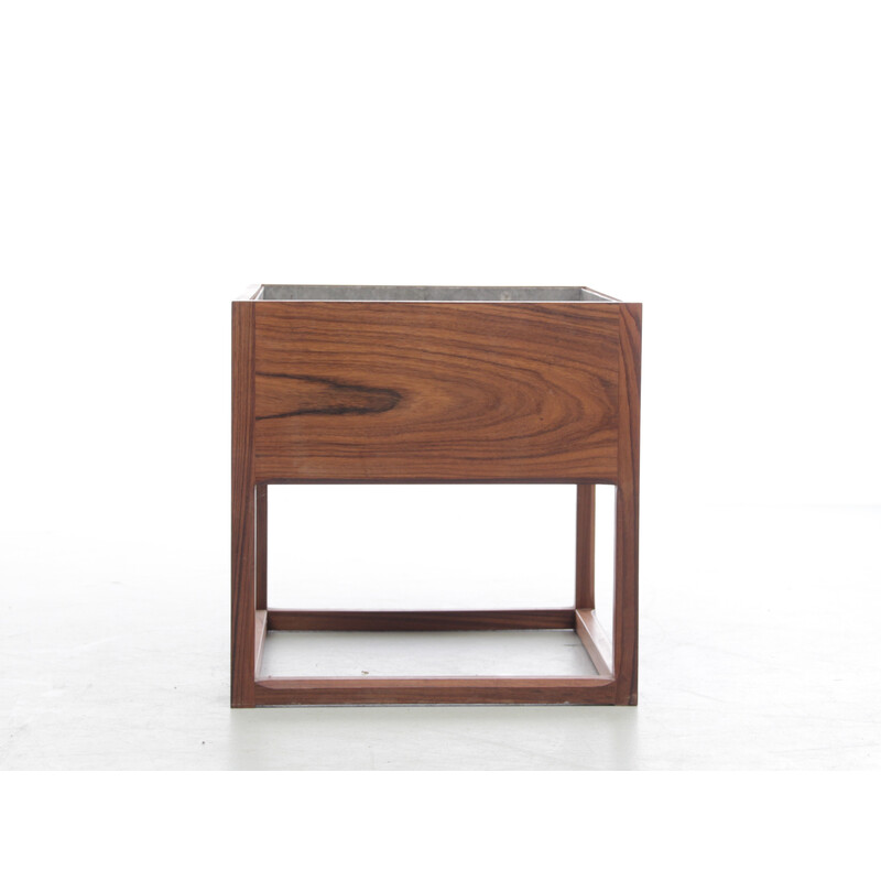 Vintage Scandinavian planter in Rio rosewood and zinc by Kai Kristiansen