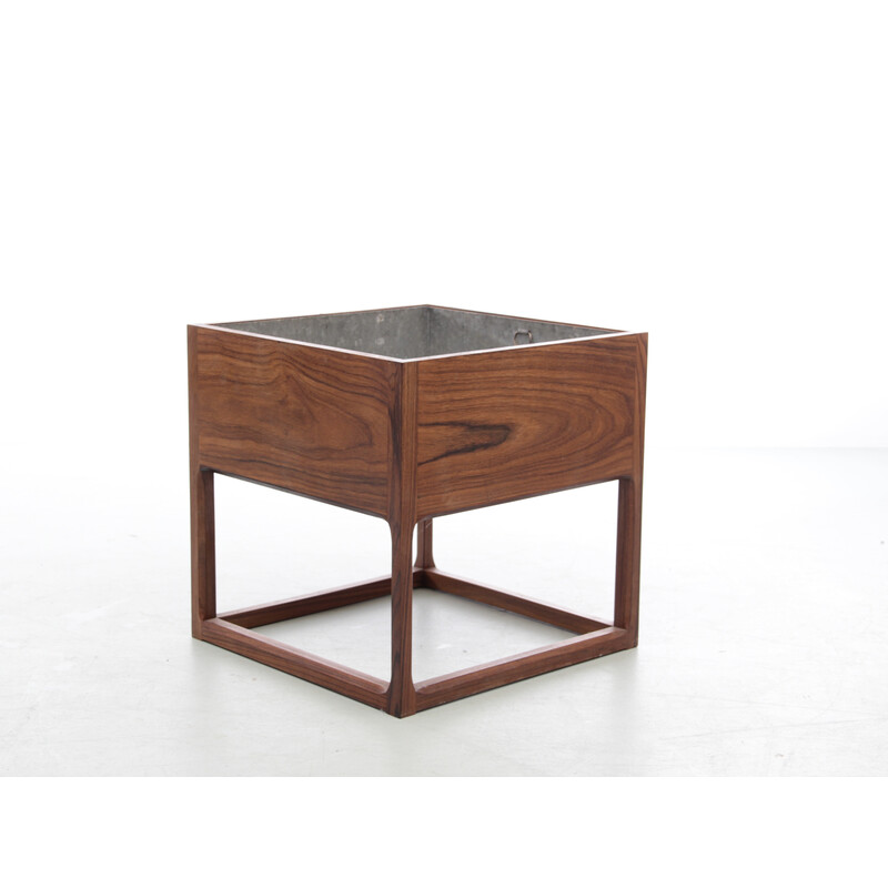 Vintage Scandinavian planter in Rio rosewood and zinc by Kai Kristiansen