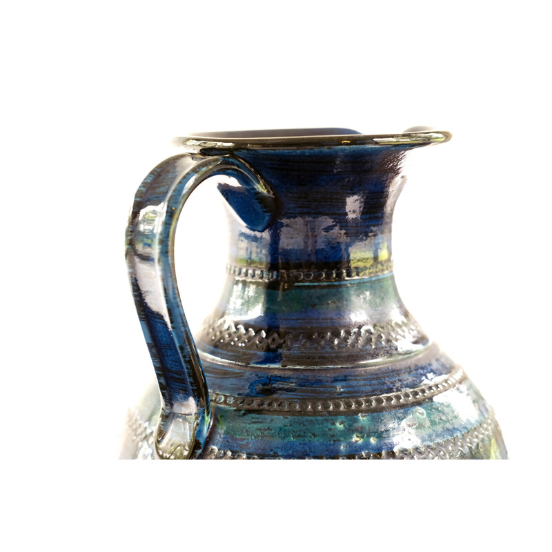 Vaso de cerâmica Vintage blue glazed por Aldo Londi para Bitossi, década de 1960